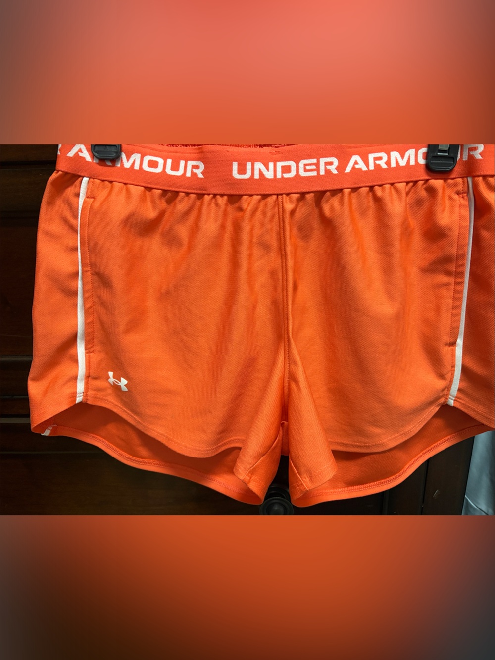 Under Armour Bright Orange Performance Shorts with White Trim